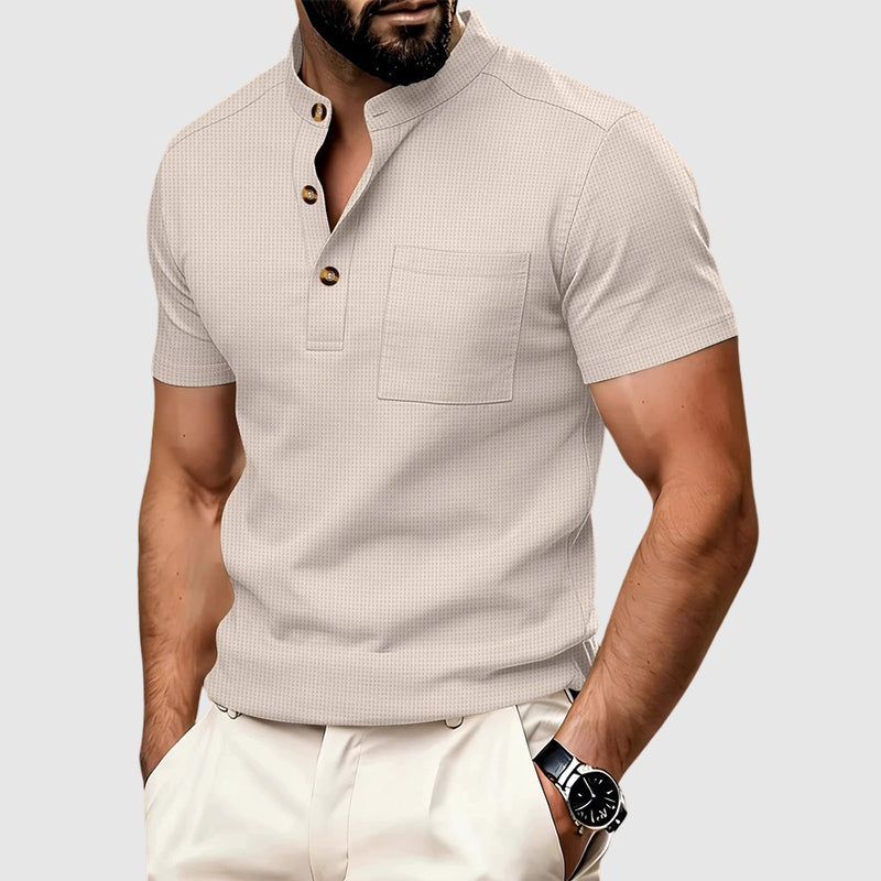 Morris - Men’s Waffle Knit Henley Pocket Shirt
