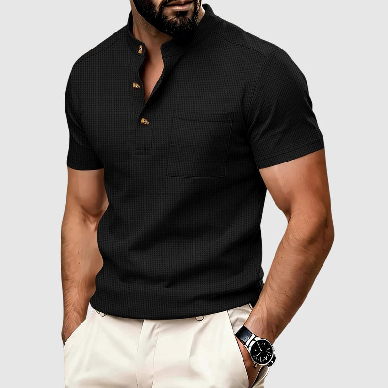Morris - Men’s Waffle Knit Henley Pocket Shirt