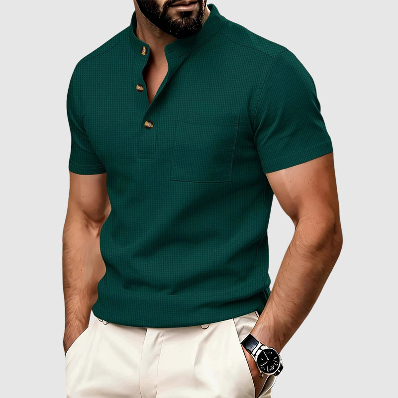 Morris - Men’s Waffle Knit Henley Pocket Shirt