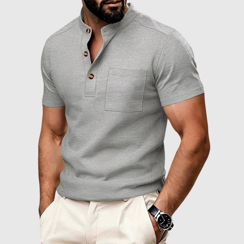 Morris - Men’s Waffle Knit Henley Pocket Shirt