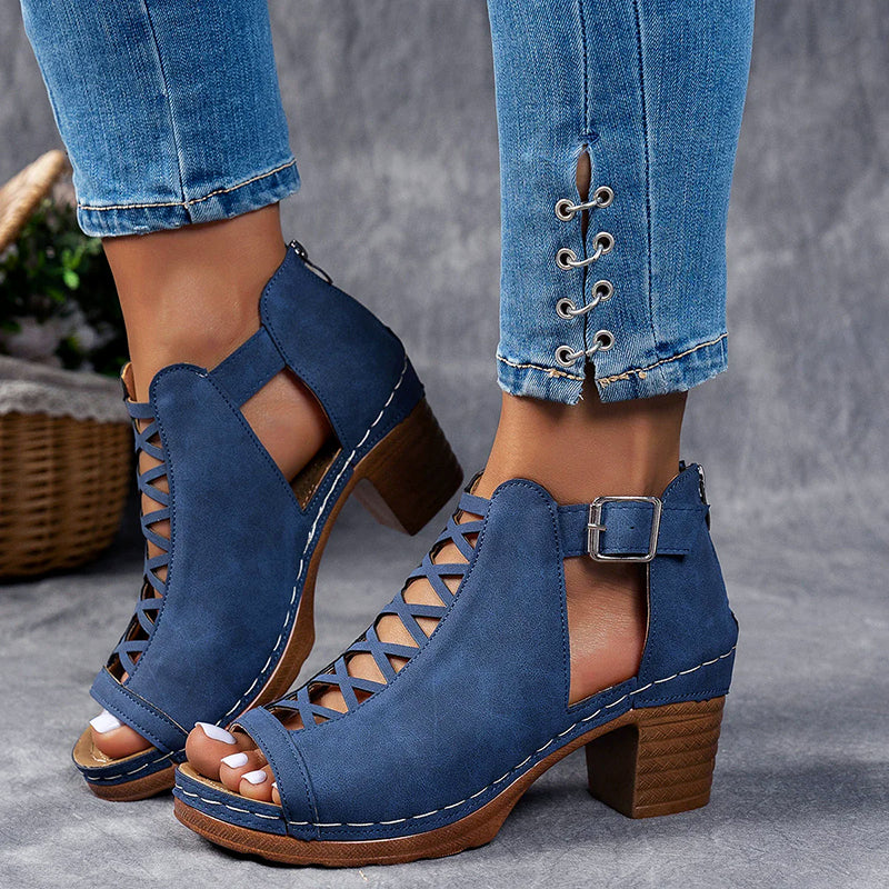 Nadia - Women’s Cutout Block Heel Sandals