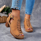 Nadia - Women’s Cutout Block Heel Sandals