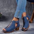 Nadia - Women’s Cutout Block Heel Sandals