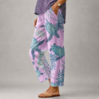 Nancy - Women's Floral Wide Leg Cropped Pants