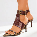 Nayeli - Women's Croc-Embossed Snakeskin Stilettos