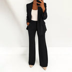 Nicole - Women's High-Waist Wide-Leg Pants and Blazer Set