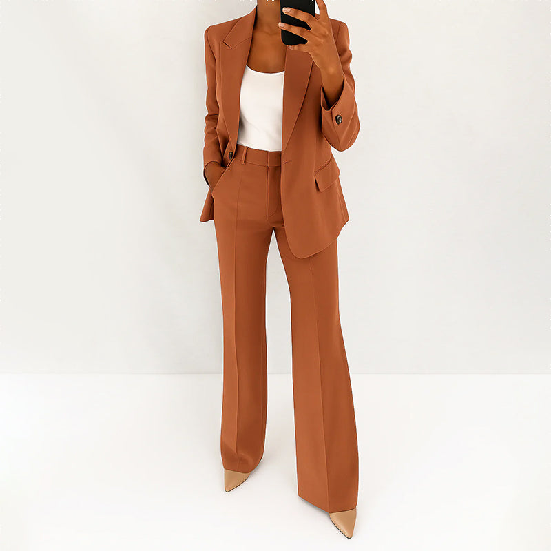 Nicole - Women's High-Waist Wide-Leg Pants and Blazer Set