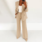 Nicole - Women's High-Waist Wide-Leg Pants and Blazer Set