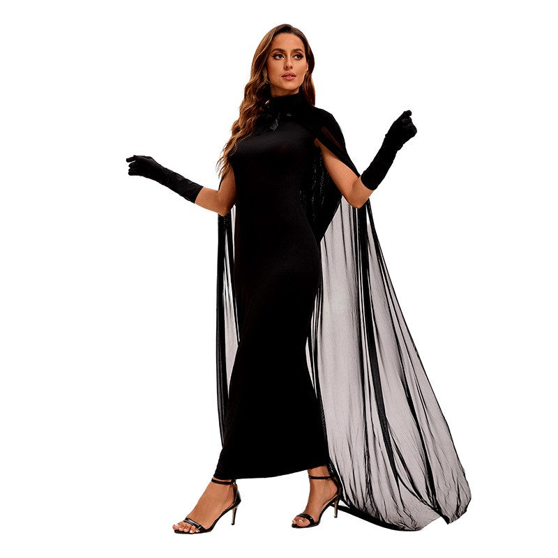 Nina - Women's Gothic Ghost Halloween Costume Dress with Sheer Veil