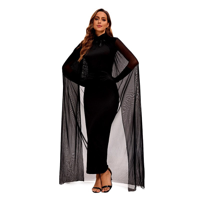 Nina - Women's Gothic Ghost Halloween Costume Dress with Sheer Veil