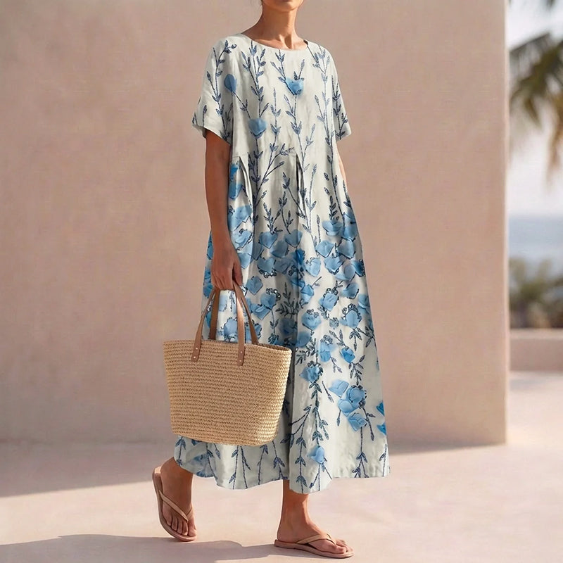 Noelle - Women’s Floral Print Loose-Fit Midi Dress