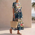 Noelle - Women’s Floral Print Loose-Fit Midi Dress