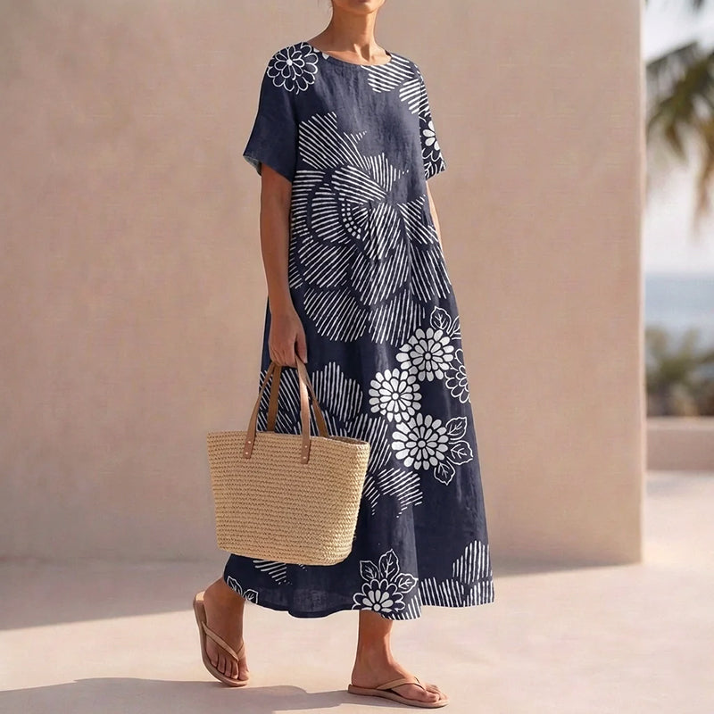Noelle - Women’s Floral Print Loose-Fit Midi Dress