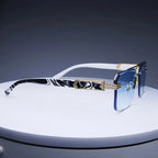 Noiréva - Rimless Marble Temple Geometric Sunglasses