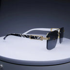 Noiréva - Rimless Marble Temple Geometric Sunglasses