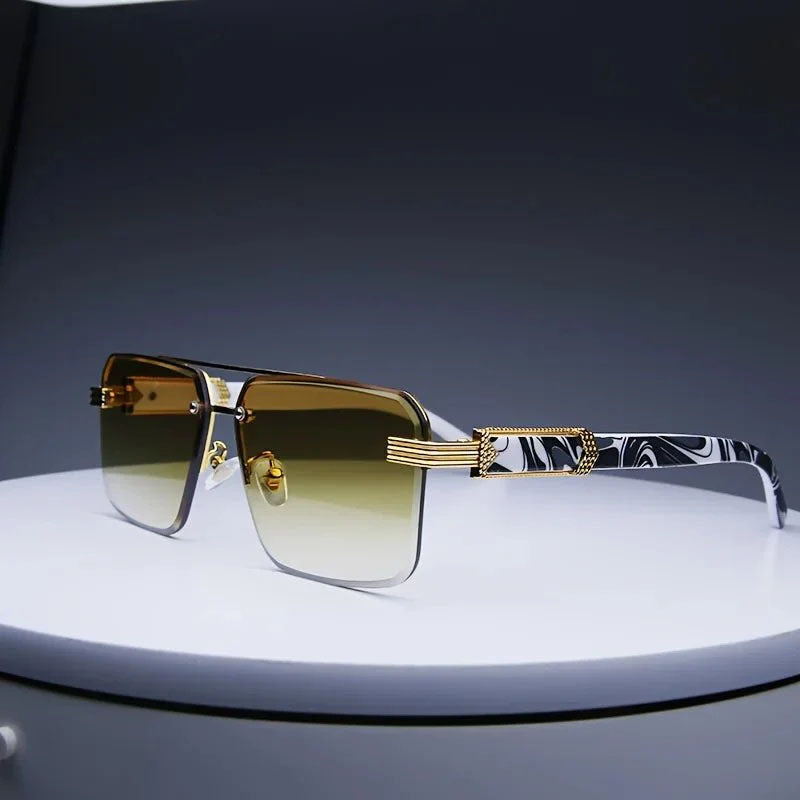 Noiréva - Rimless Marble Temple Geometric Sunglasses