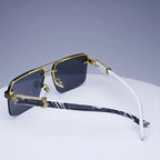 Noiréva - Rimless Marble Temple Geometric Sunglasses