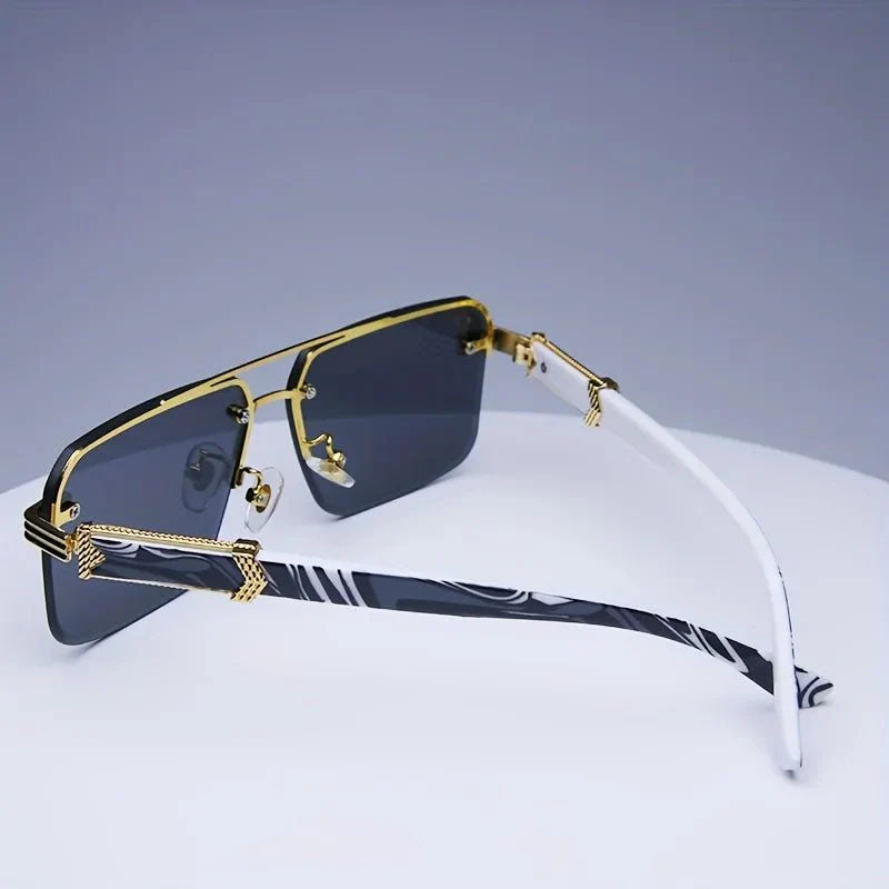 Noiréva - Rimless Marble Temple Geometric Sunglasses