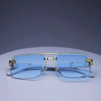 Noiréva - Rimless Marble Temple Geometric Sunglasses