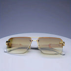 Noiréva - Rimless Marble Temple Geometric Sunglasses