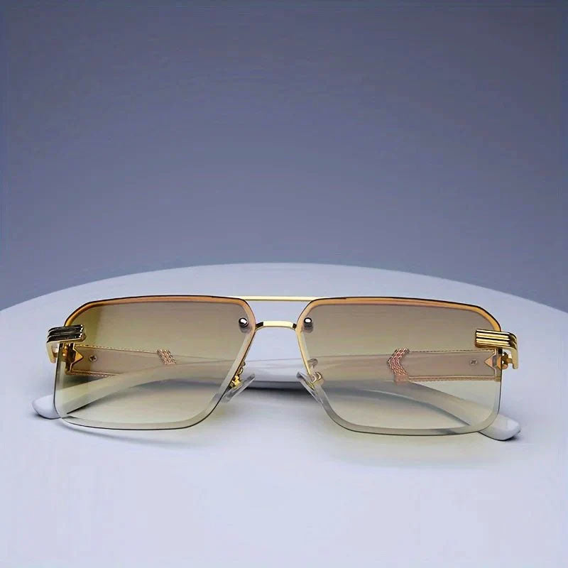 Noiréva - Rimless Marble Temple Geometric Sunglasses