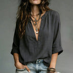Nora - Women's Lightweight Split Neck Blouse