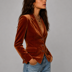 Nora - Women's Velvet Single-Breasted Blazer