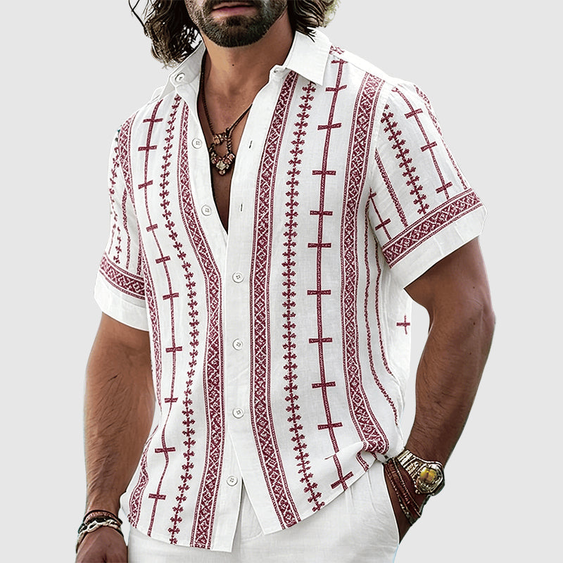 Norman - Men’s Tribal Pattern Button-Up Shirt