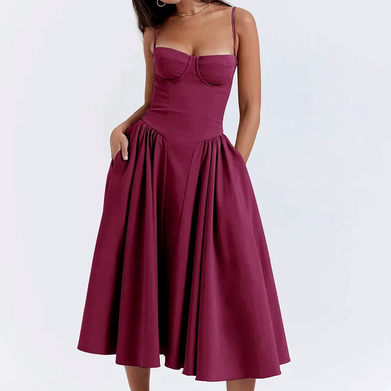 Olivia - Women's Corset Midi Dress
