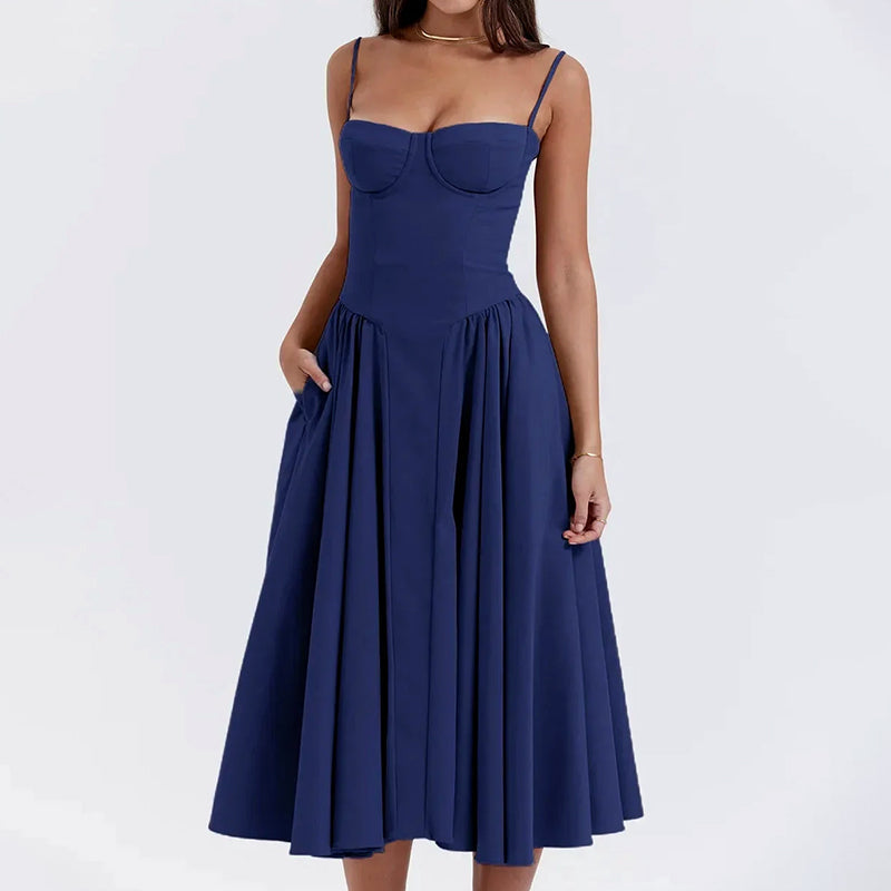Olivia - Women's Corset Midi Dress