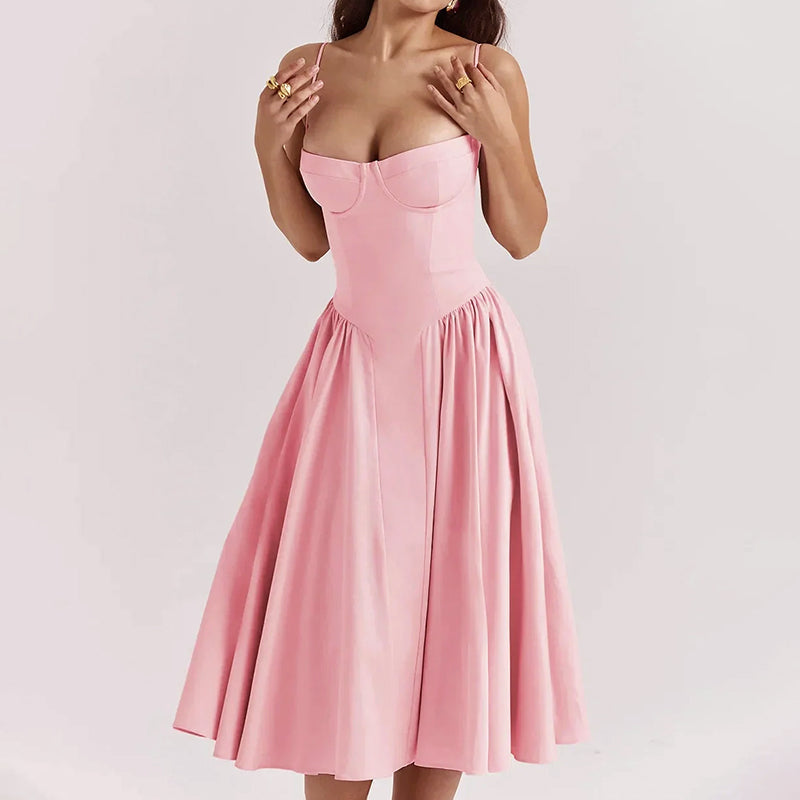 Olivia - Women's Corset Midi Dress
