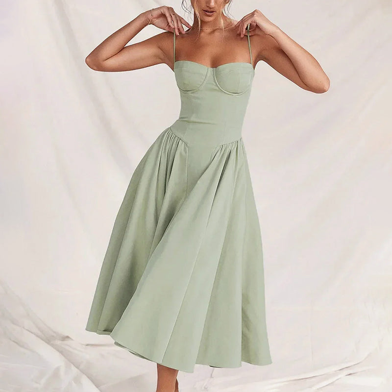 Olivia - Women's Corset Midi Dress