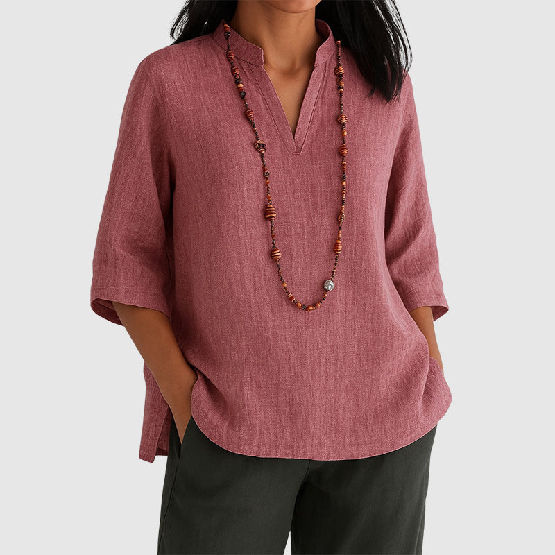 Olivia - Women’s Minimalist Half Sleeve Tunic Blouse