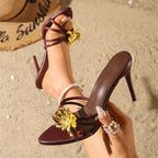 Olivia - Women's Floral Accent Stiletto Heels