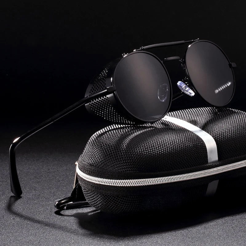 Onyx - Round Retro Side Shield Sunglasses