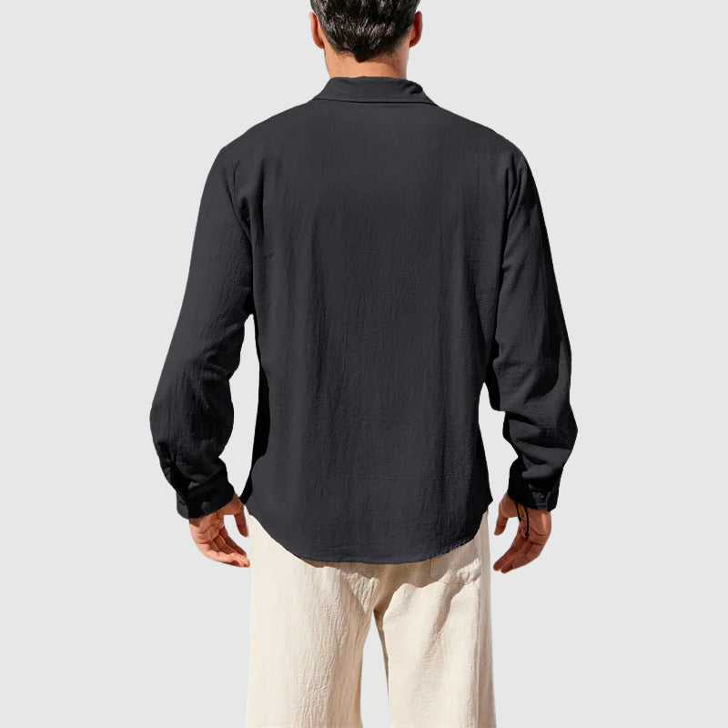 Oscar - Men's Linen Long Sleeve Button-Down Shirt