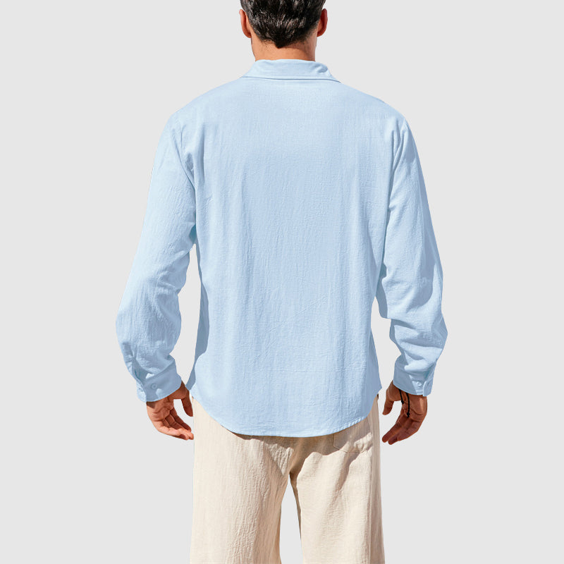 Oscar - Men's Linen Long Sleeve Button-Down Shirt