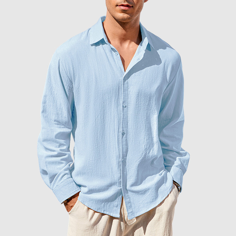 Oscar - Men's Linen Long Sleeve Button-Down Shirt