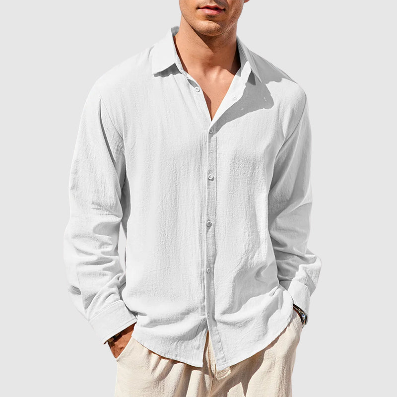 Oscar - Men's Linen Long Sleeve Button-Down Shirt