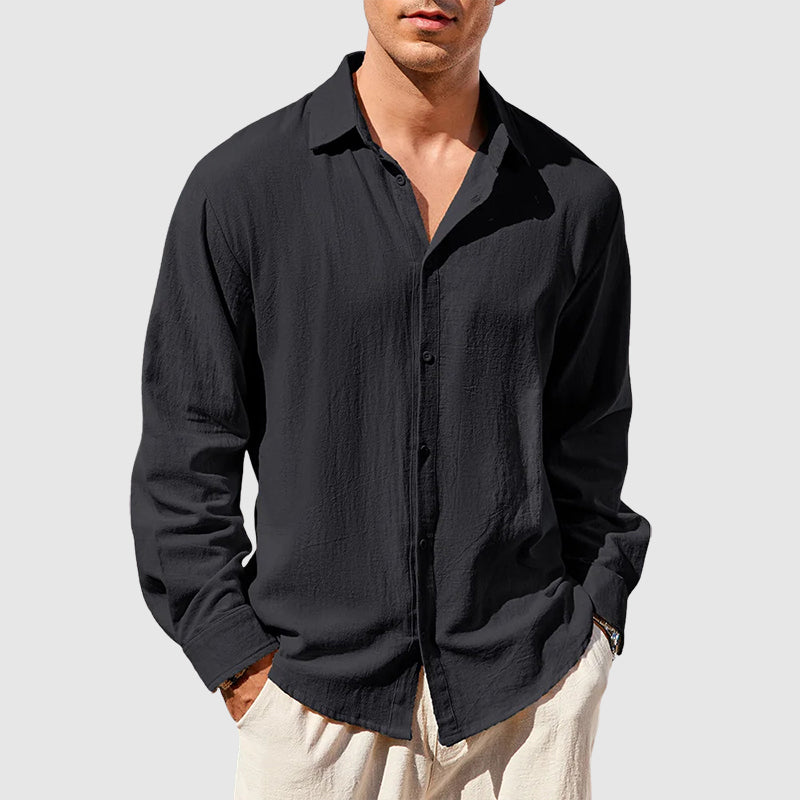 Oscar - Men's Linen Long Sleeve Button-Down Shirt