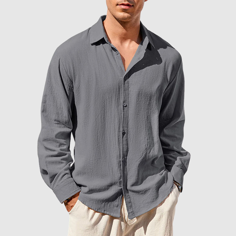 Oscar - Men's Linen Long Sleeve Button-Down Shirt