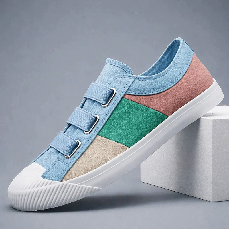 Owen - Men's Canvas Color Block Triple Strap Sneakers