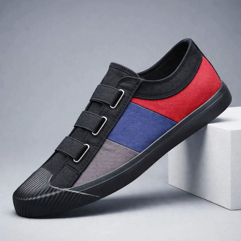 Owen - Men's Canvas Color Block Triple Strap Sneakers