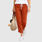 Paige - Women’s Linen Drawstring Ankle Pants