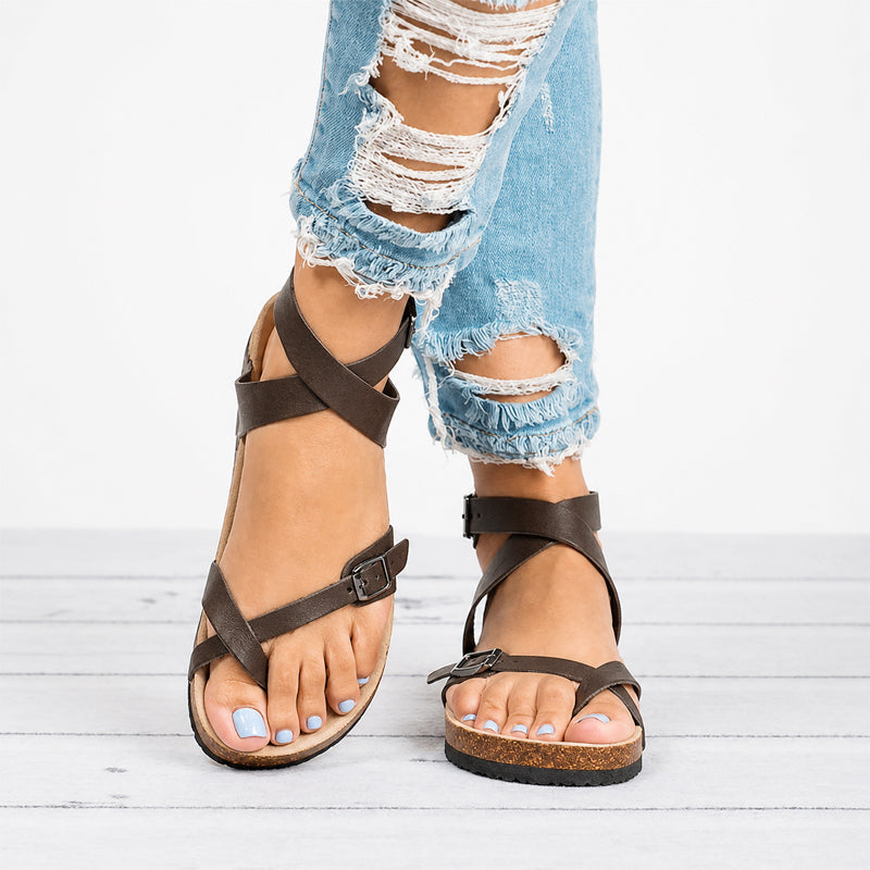 Paige - Women's Toe-Loop Strappy Cork Sandals