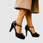 Penelope - Women's Retro T-Strap Bow Accent Pumps