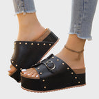 Piper - Women's Studded Platform Slide Sandals