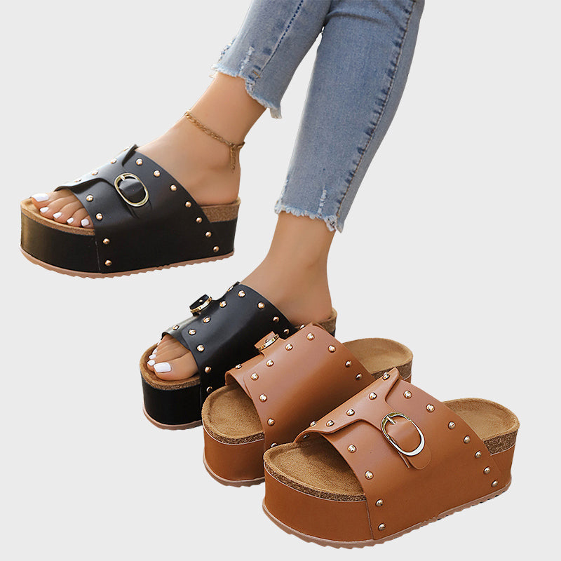 Piper - Women's Studded Platform Slide Sandals