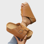 Piper - Women's Studded Platform Slide Sandals