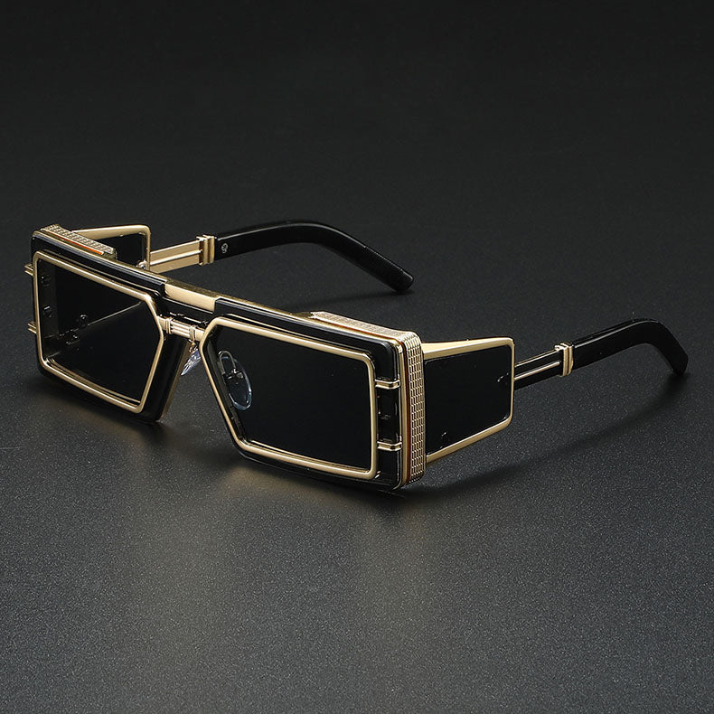 Preston - Men's Layered Geometric Metal Punk Sunglasses